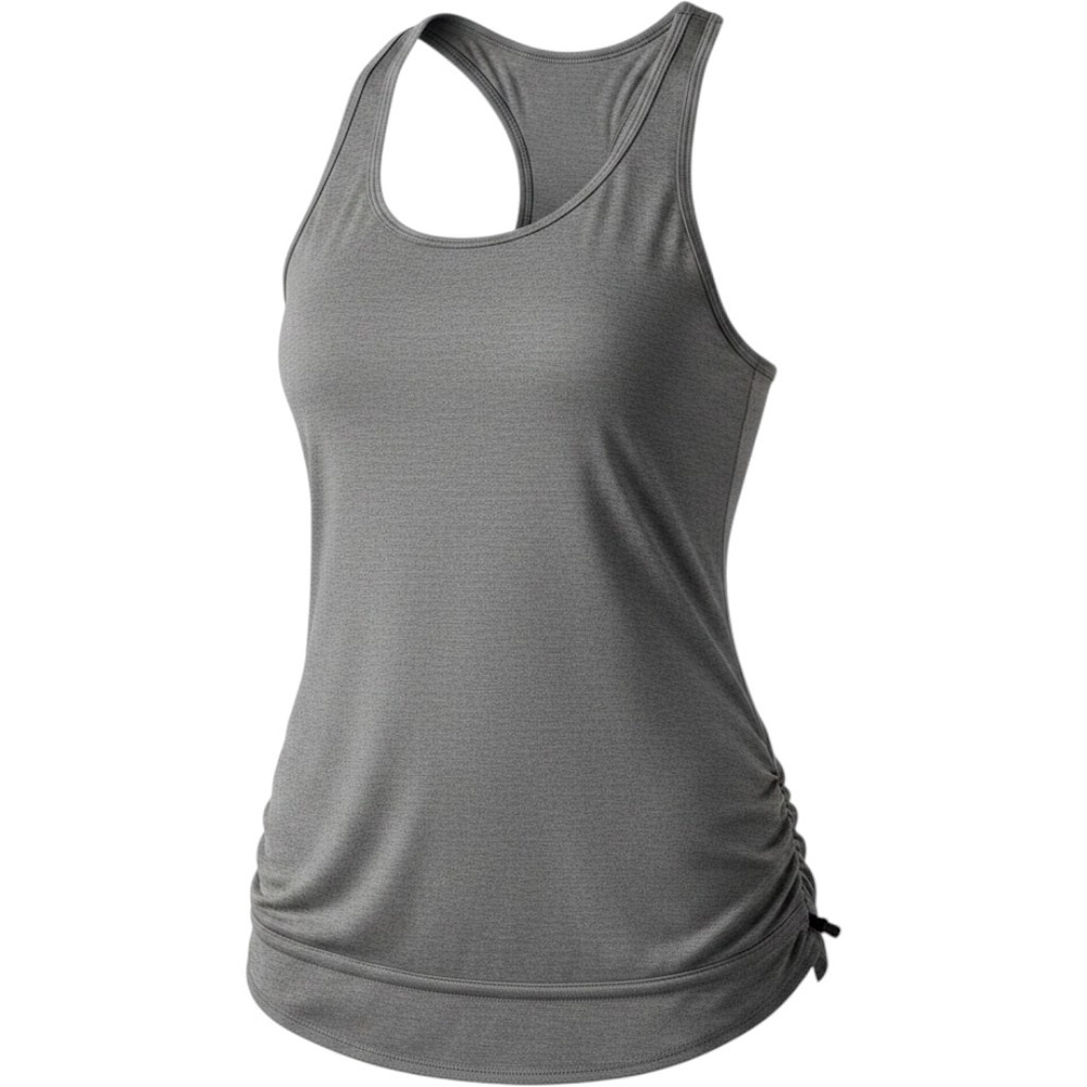 Lululemon No Sweat Tank Top Heathered Grey Built In Bra Pleated Back Yoga Sz 4